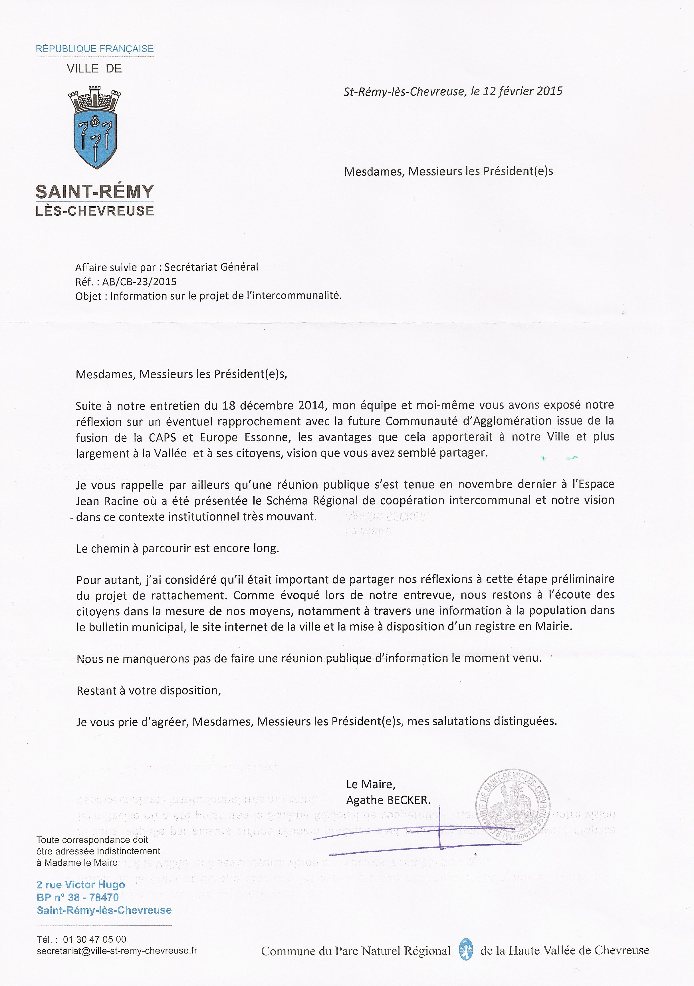 lettre rencontre avec le maire